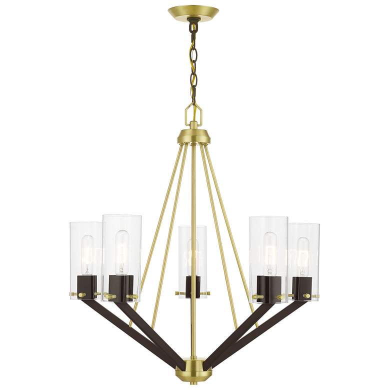 Image 1 Beckett 5 Light Satin Brass and Bronze Chandelier