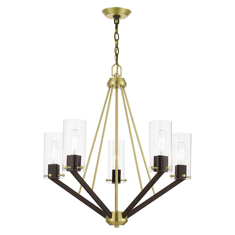 Image 4 Beckett 5 Light Satin Brass and Bronze Chandelier more views
