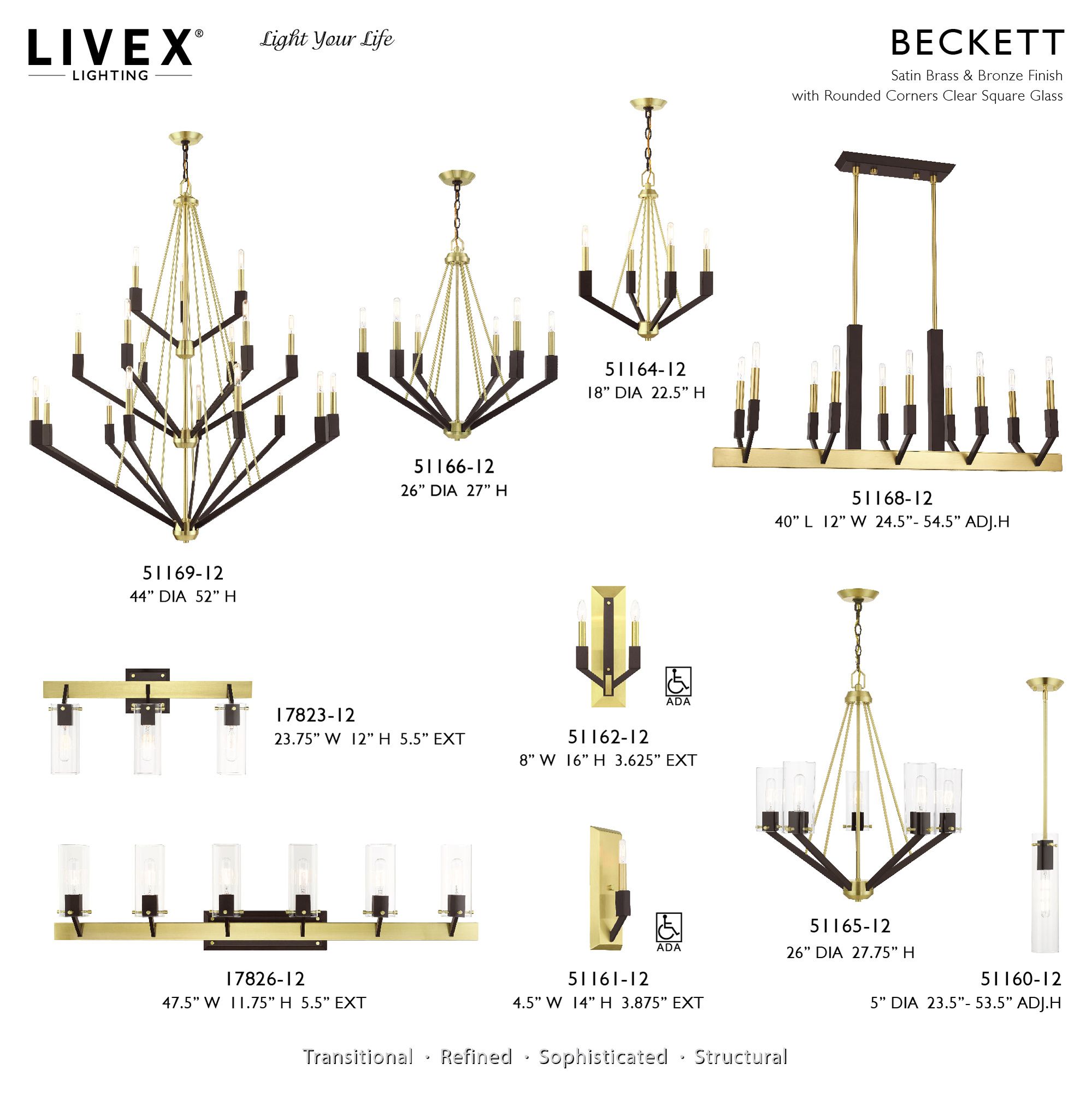 Beckett 5 Light Satin Brass and Bronze Chandelier