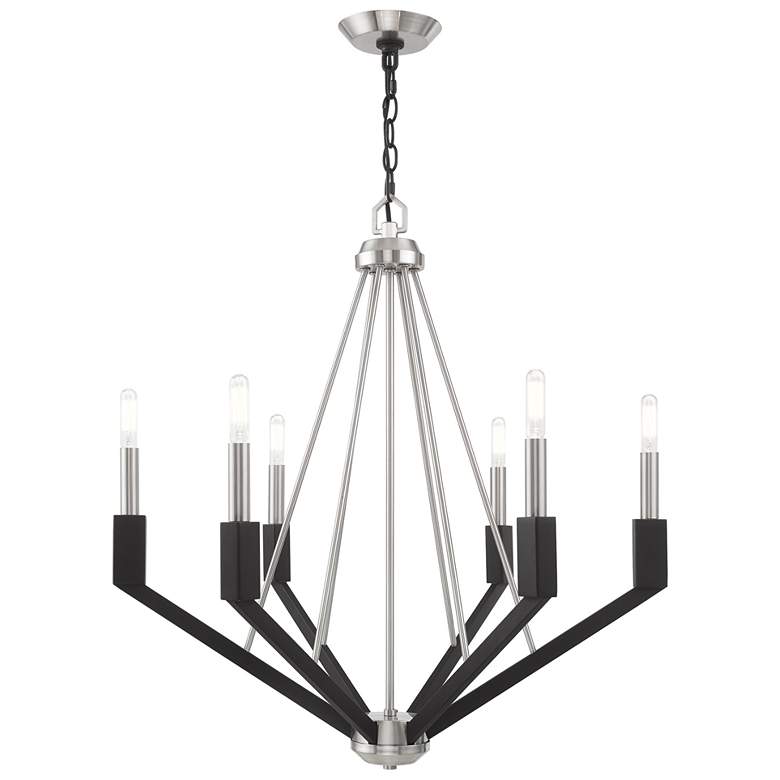 Image 2 Beckett 6 Light Brushed Nickel and Black Chandelier