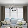 6_Beckett 6 Light Brushed Nickel and Black Chandelier more views