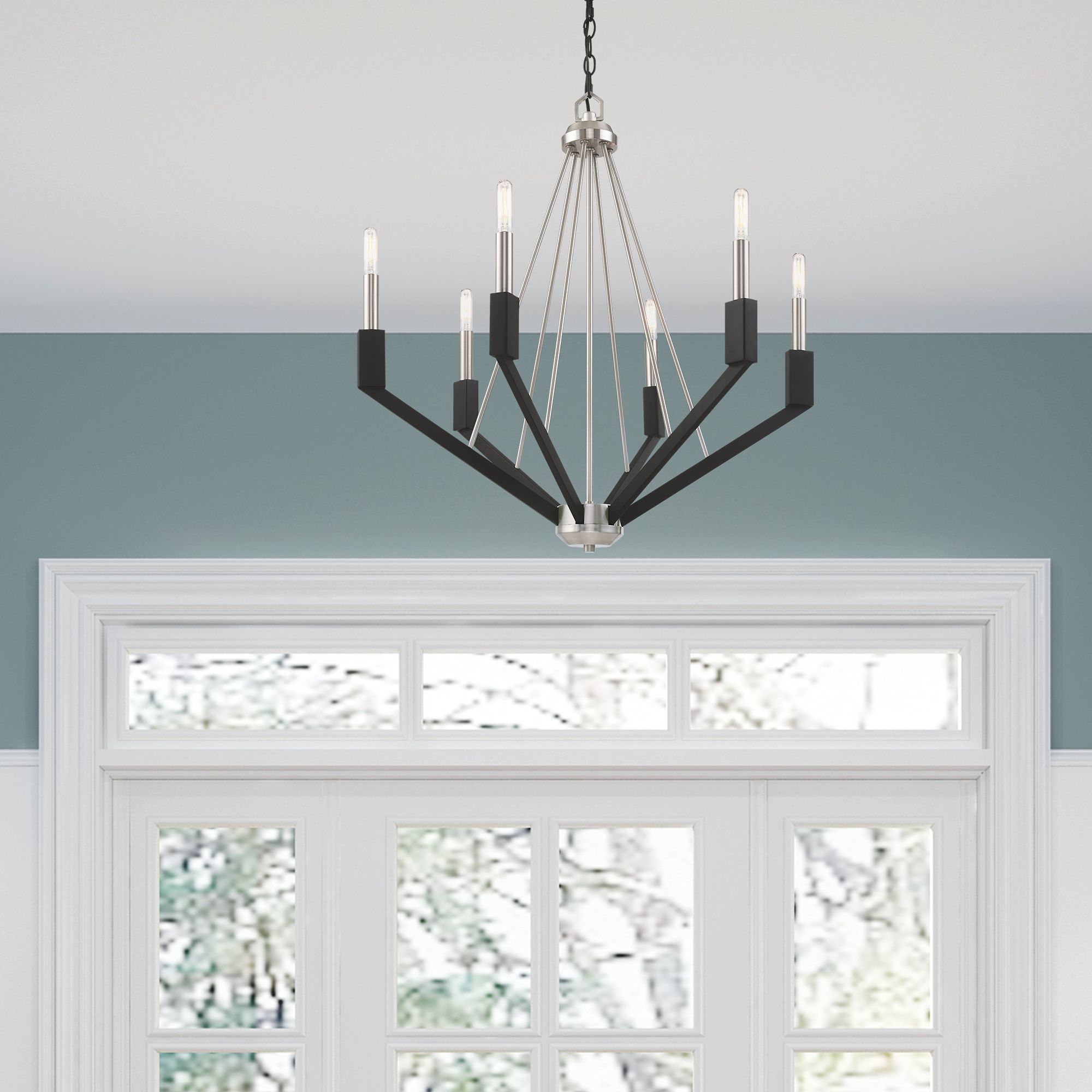 Beckett 6 Light Brushed Nickel and Black Chandelier