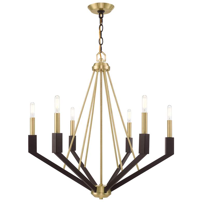 Image 1 Beckett 6 Light Satin Brass and Bronze Chandelier
