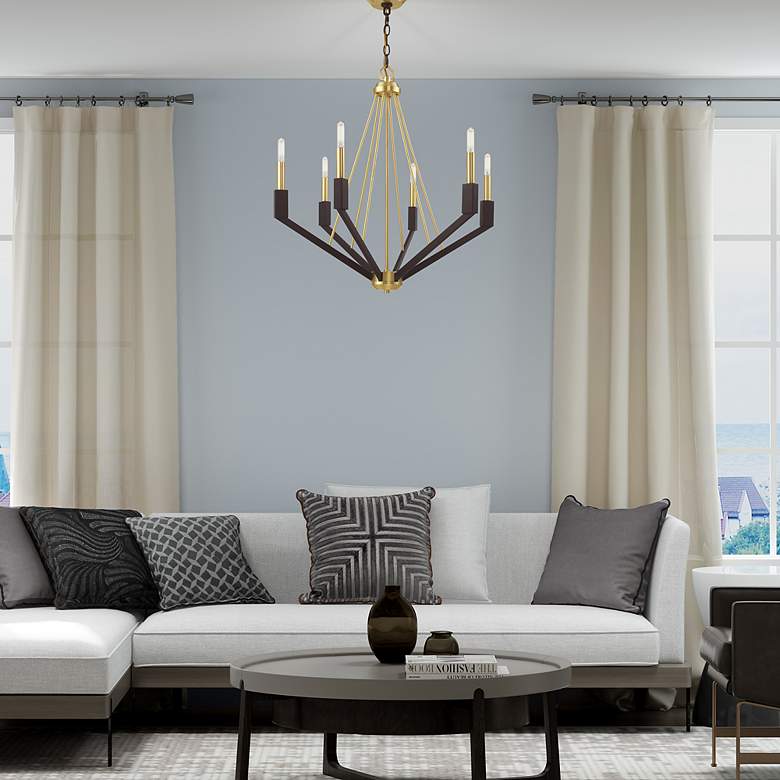 Image 6 Beckett 6 Light Satin Brass and Bronze Chandelier more views