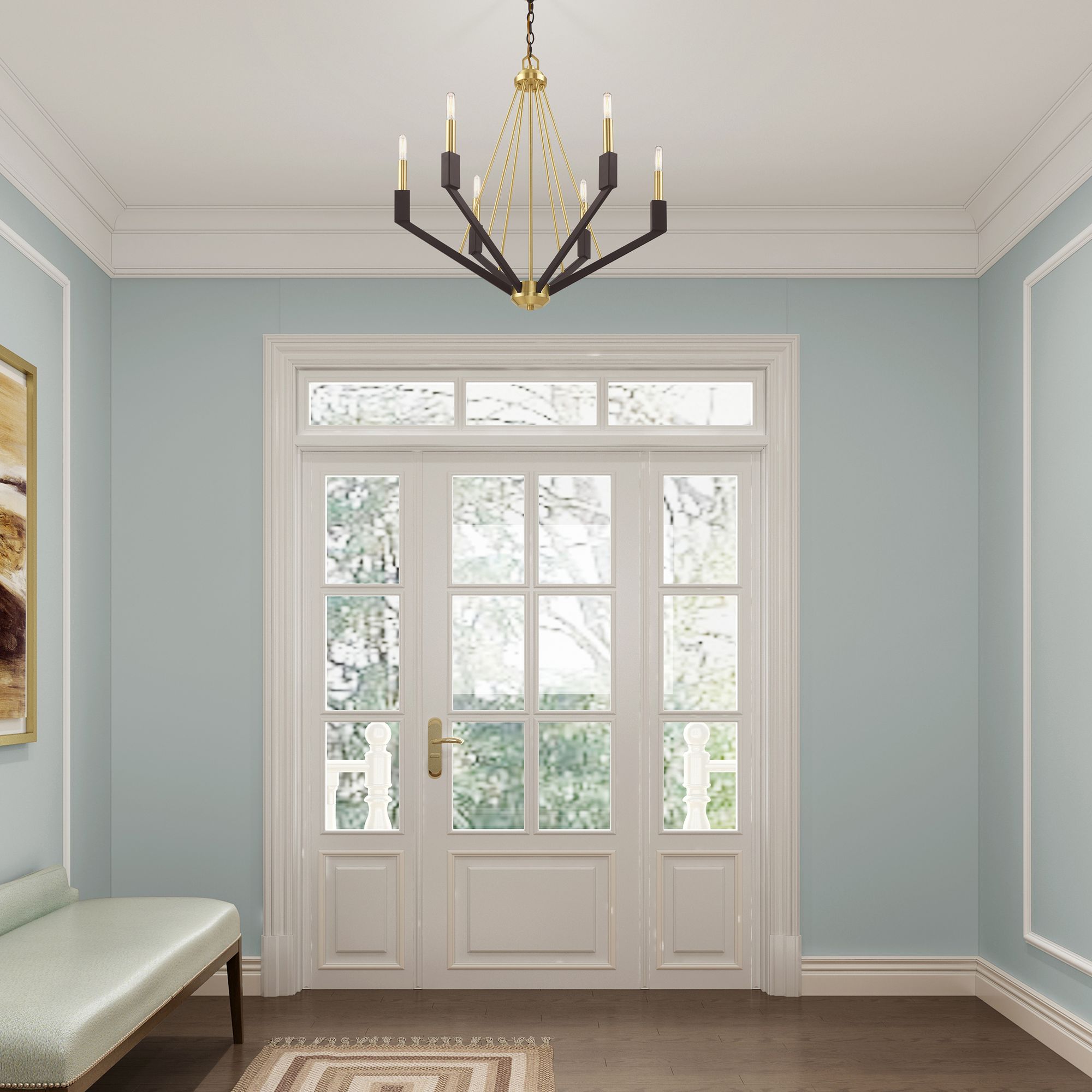 Beckett 6 Light Satin Brass and Bronze Chandelier