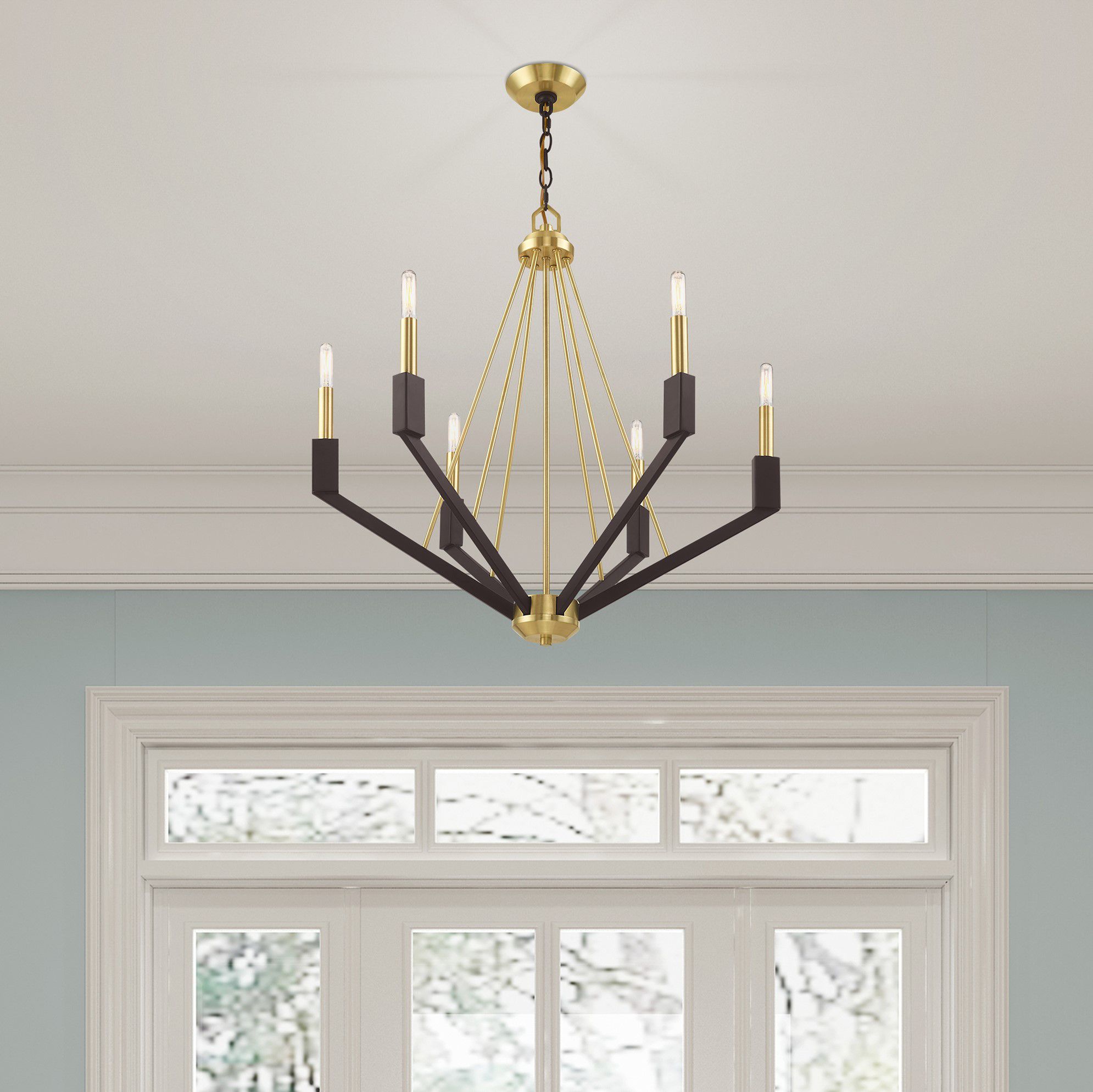 Beckett 6 Light Satin Brass and Bronze Chandelier