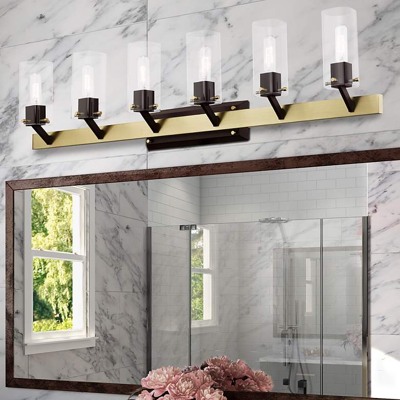 Image 1 Beckett 6 Light Satin Brass Vanity Sconce