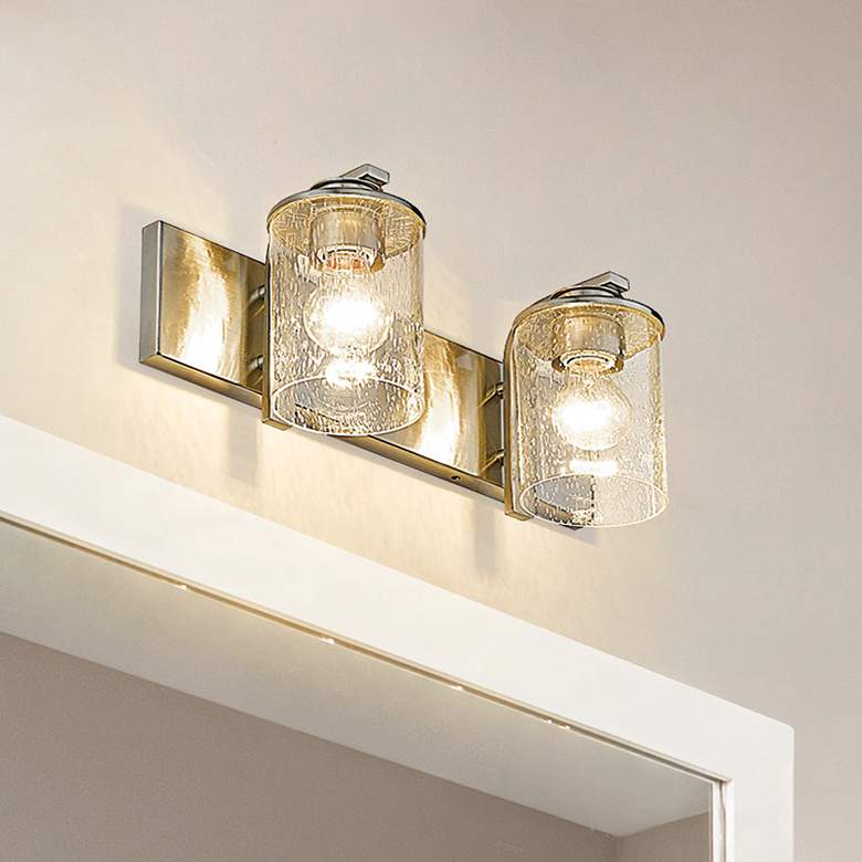 Image 2 Beckett 7 1/4" High Brushed Nickel 2-Light Wall Sconce