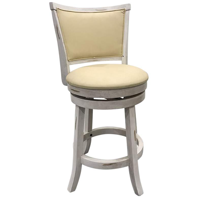 Image 1 Beckett Cream Upholstered Sand Swivel Seat Barstool Set of 2