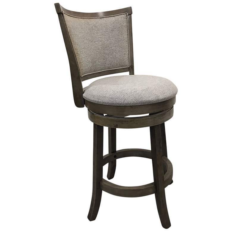 Image 1 Beckett Gotham Grey Upholstered Swivel Seat Barstool Set of 2