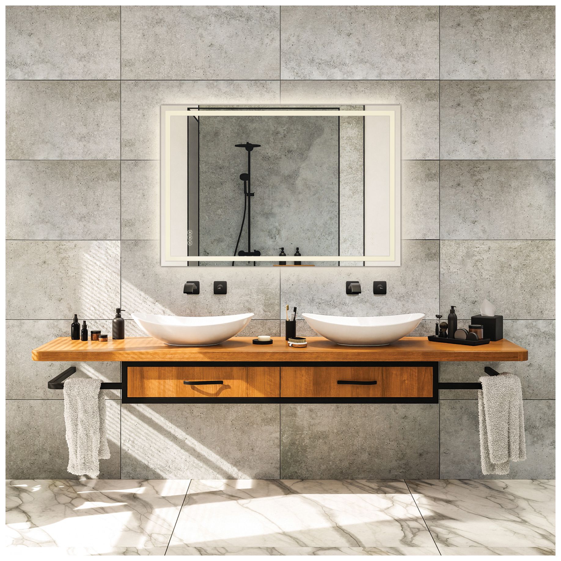 Image 4 Beckett LED Rectangle Frontlit and Backlit Mirror more views