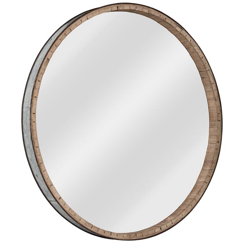 Image 2 Beckett Reclaimed Natural Galvanized 36 inch Round Wall Mirror