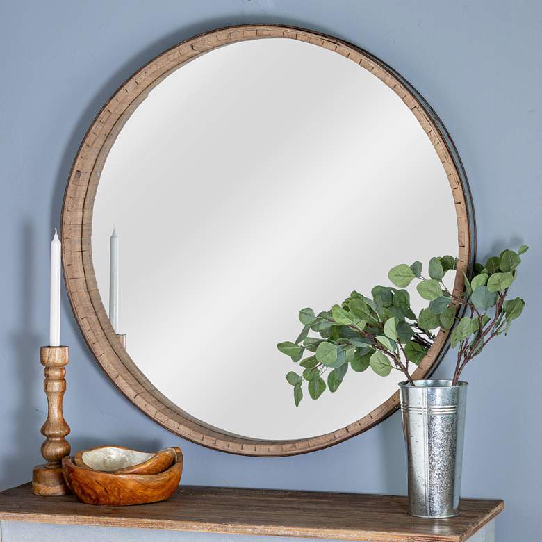 Image 1 Beckett Reclaimed Natural Galvanized 36" Round Wall Mirror