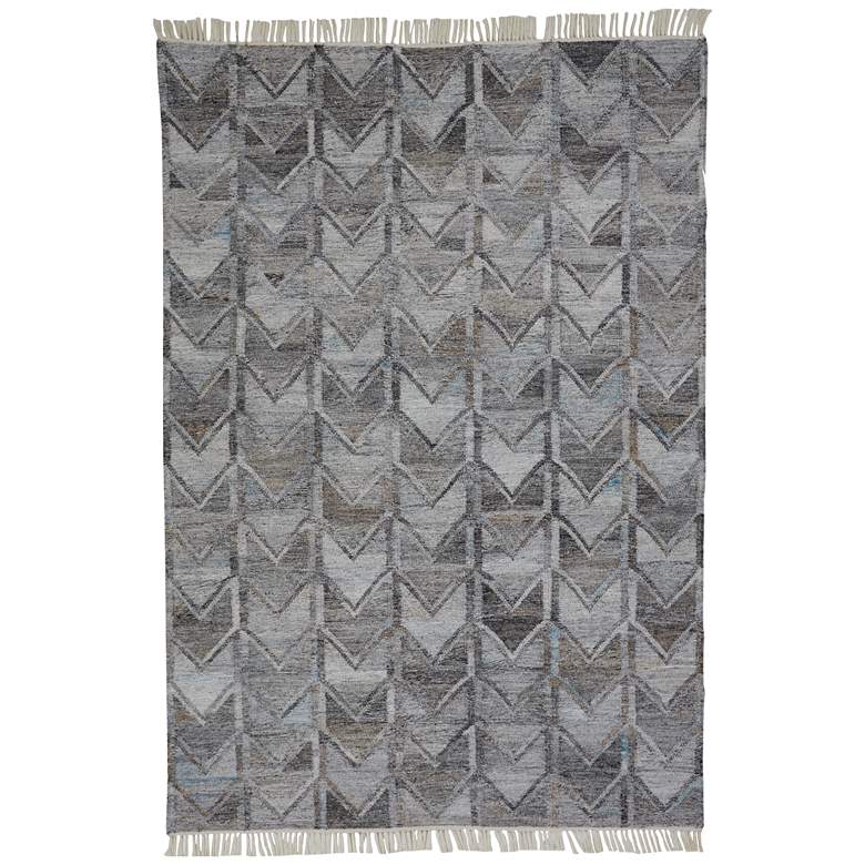 Image 1 Beckett Transitional Herringbone Flatweave Gray Area Rug 0813F