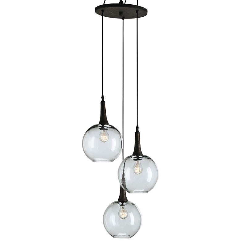 Image 2 Beckett Trio 18 inch Wide Emery Rust Iron Multi Light Pendant