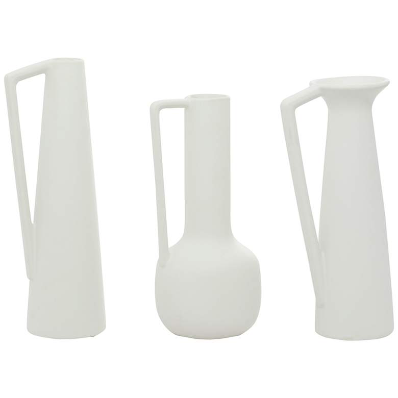 Image 1 Beckett White Ceramic Decorative Vases with Handles Set of 3