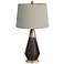 Beckford Gray Wood and Brass Metal LED Table Lamp