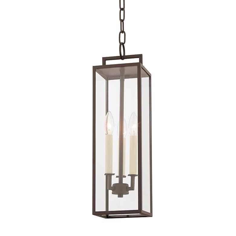 Image 1 Beckham 6 inch Wide Textured Bronze 3-Light Outdoor Hanging Light