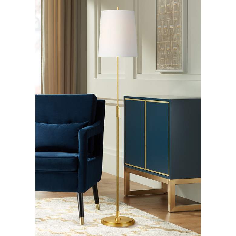 Image 1 Beckham Burnished Brass Modern Luxe LED Floor Lamp by Thomas O&#39;Brien