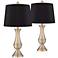 Becky Antique Brass Metal Black Shade Table Lamps Set of 2