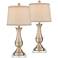 Becky Antique Brass Metal Table Lamps With 7" Square Risers