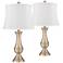Becky Antique Brass Metal White Shade Table Lamps Set of 2