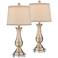 Becky Traditional Antique Brass Metal Table Lamps with 7" Wide Risers