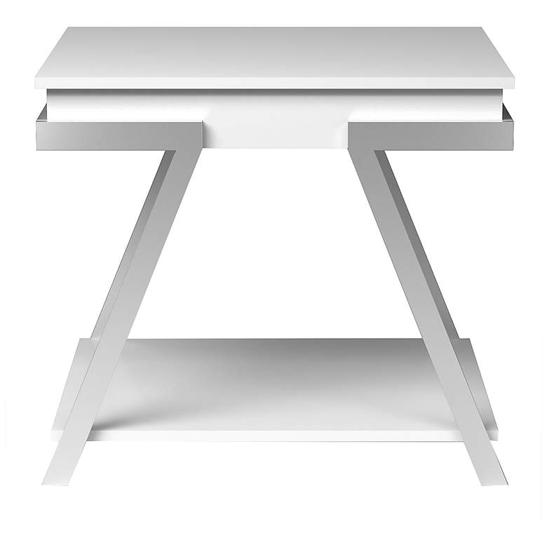 Image 3 Becti 26" Wide White and Chrome 1-Open Shelf End Table more views