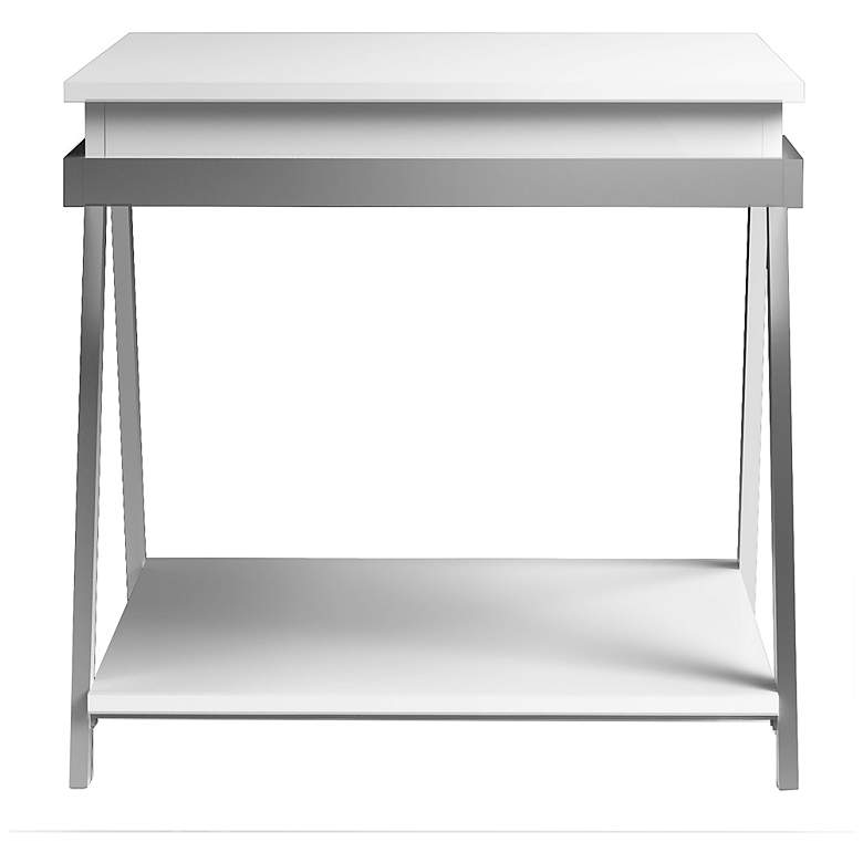 Image 4 Becti 26" Wide White and Chrome 1-Open Shelf End Table more views