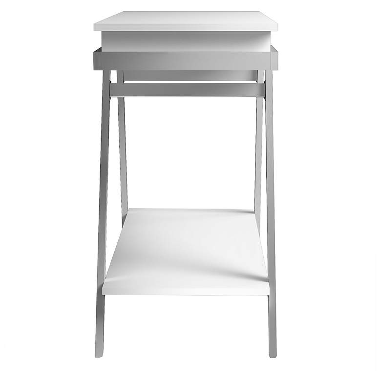Image 5 Becti 47 1/2" Wide White and Chrome 1-Drawer Console Table more views