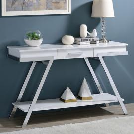 Becti 47 1/2" Wide White and Chrome 1-Drawer Console Table
