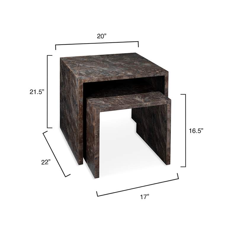 Image 6 Bedford 22" Wide Charcoal Burl Wood Nesting Tables Set of 2 more views