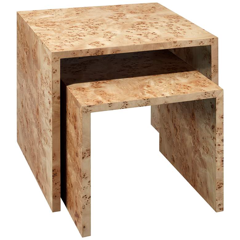 Image 2 Bedford 22" Wide Natural Burl Wood Nesting Tables Set of 2