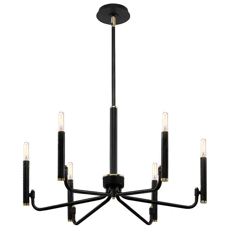 Image 3 Bedford 24" Wide 6 Light Matte Black And Brass Chandelier more views