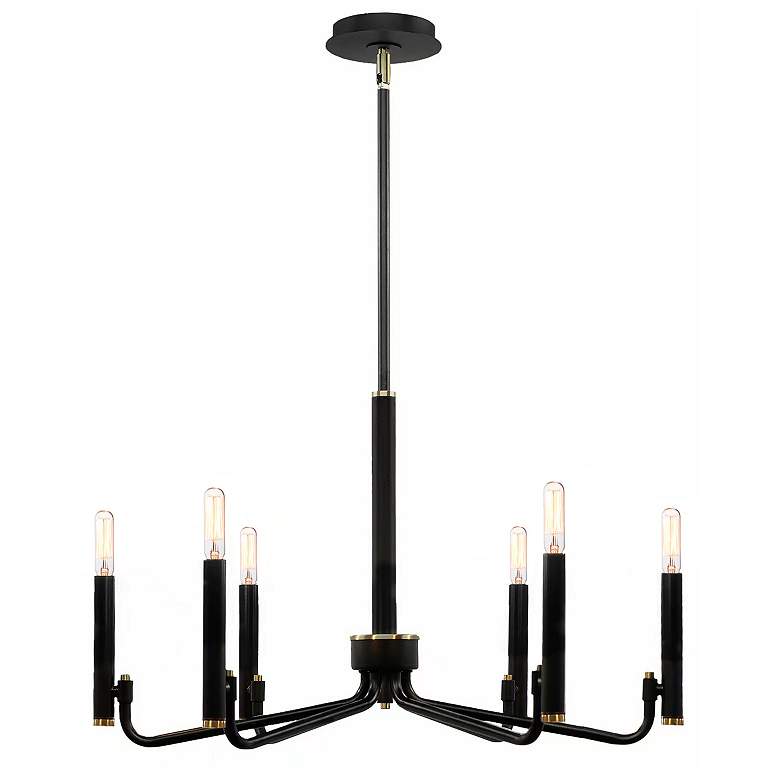 Image 4 Bedford 24" Wide 6 Light Matte Black And Brass Chandelier more views