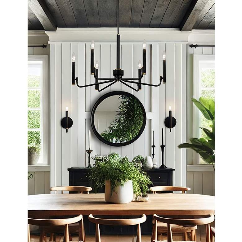 Image 5 Bedford 24" Wide 6 Light Matte Black And Brass Chandelier more views