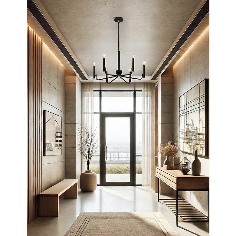 Image 6 Bedford 24" Wide 6 Light Matte Black And Brass Chandelier more views