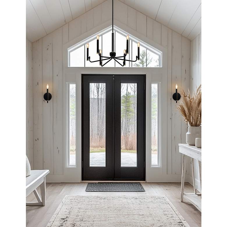 Image 7 Bedford 24" Wide 6 Light Matte Black And Brass Chandelier more views