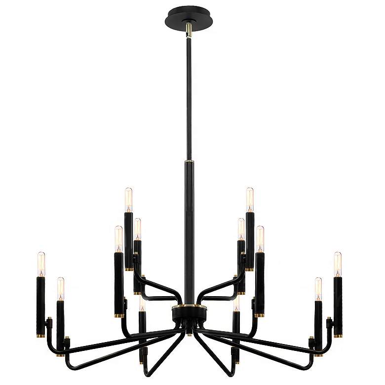 Image 3 Bedford 32" Wide 12 Light Matte Black w/ Brass Chandelier more views