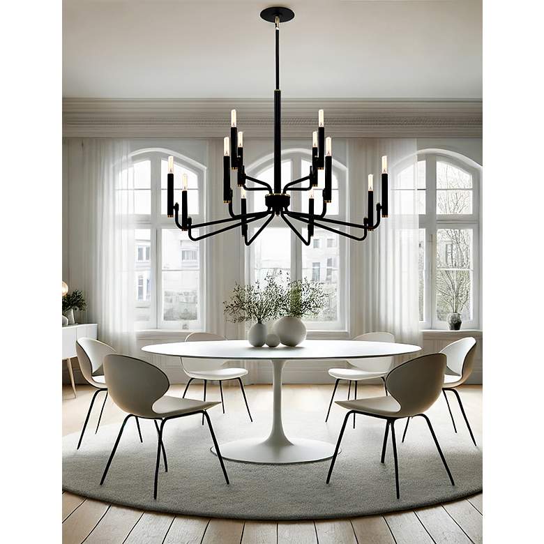 Image 4 Bedford 32" Wide 12 Light Matte Black w/ Brass Chandelier more views