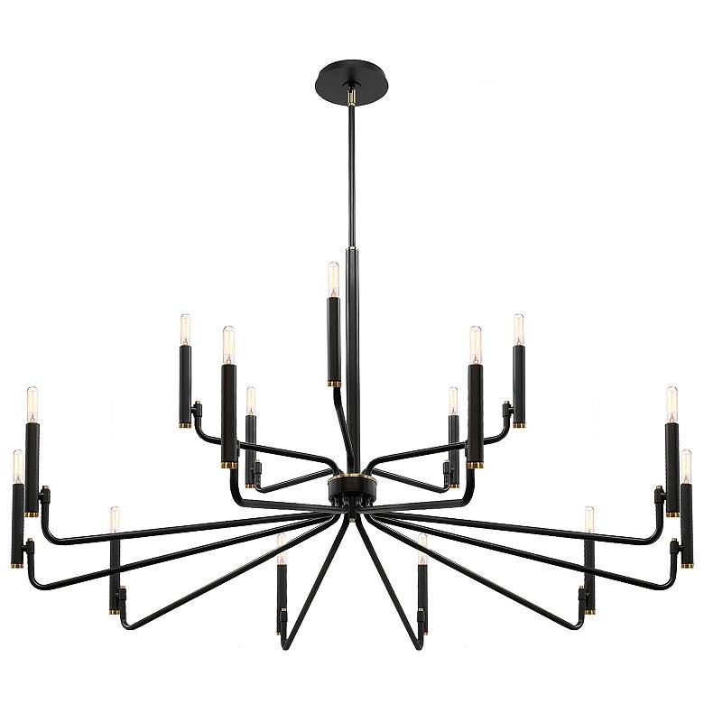 Image 3 Bedford 48" Wide 15 Light Matte Black w/ Brass Chandelier more views