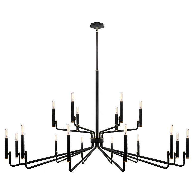Image 2 Bedford 57" Wide 18 Light Matte Black w/ Brass Chandelier