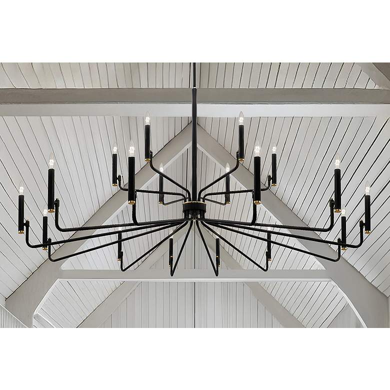 Image 1 Bedford 57" Wide 18 Light Matte Black w/ Brass Chandelier