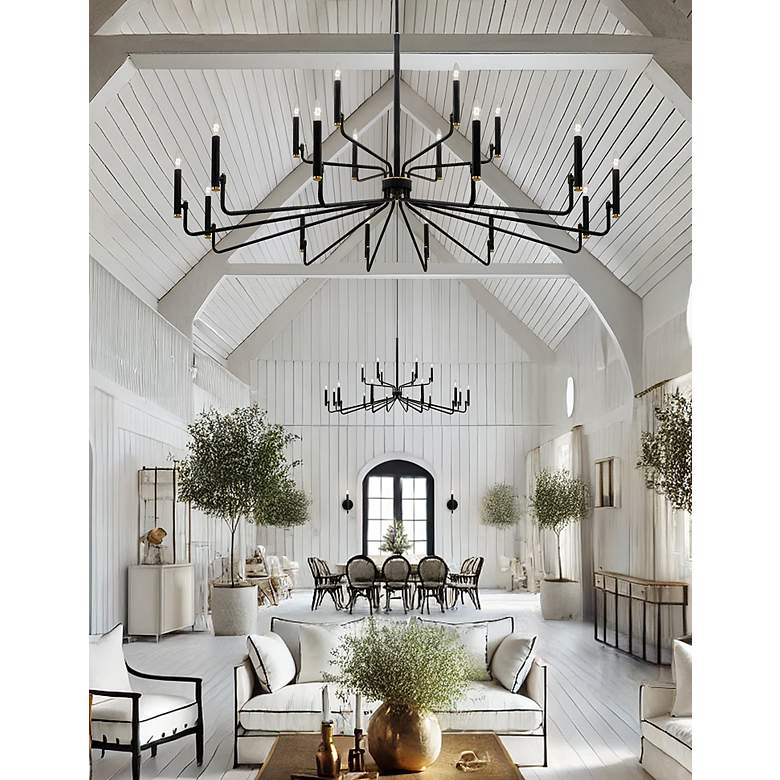 Image 4 Bedford 57" Wide 18 Light Matte Black w/ Brass Chandelier more views