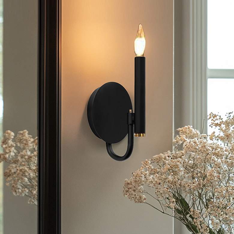 Image 1 Bedford 8" High Matte Black And Brass ADA Wall Sconce