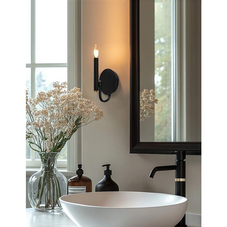 Image 4 Bedford 8" High Matte Black And Brass ADA Wall Sconce more views