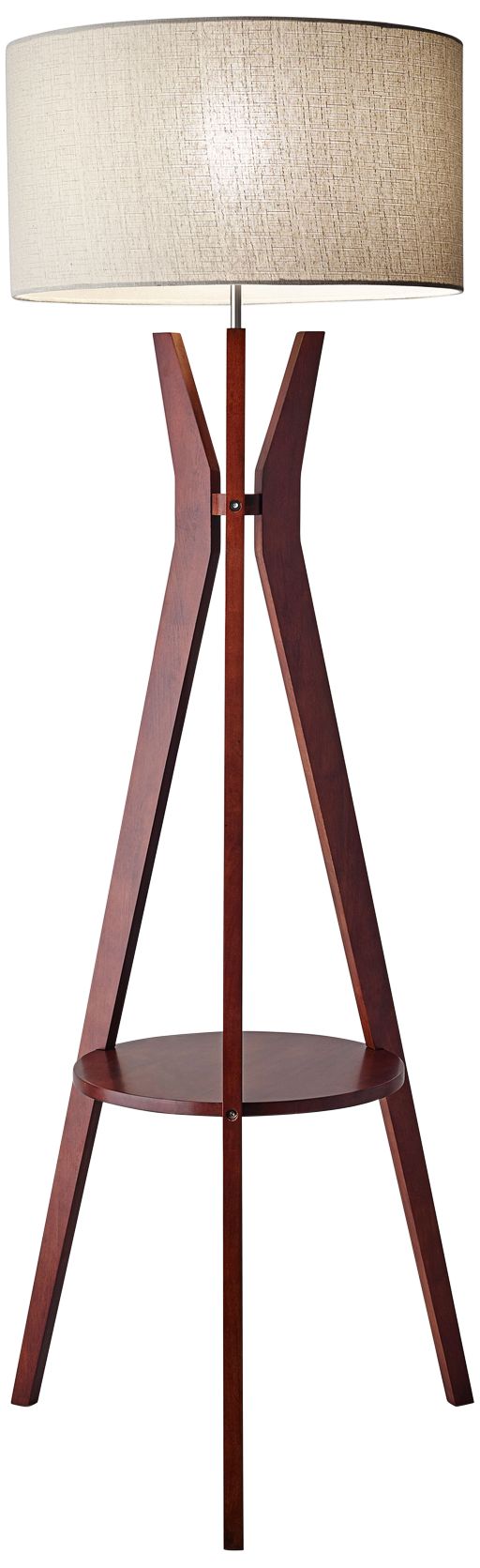 walnut wood tripod floor lamp