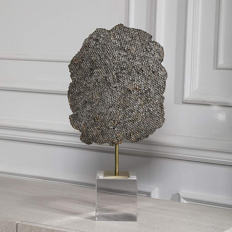 Image 1 Beekeeper 18 1/4" High Antique Gold Honeycomb Sculpture