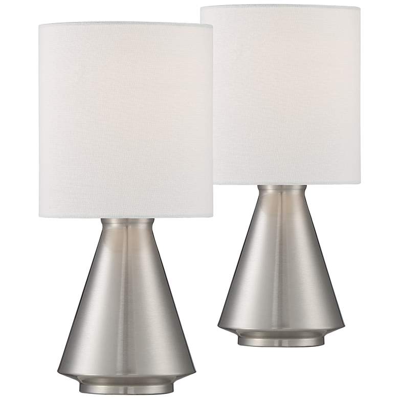 Image 1 Beeker 14 3/4" High Nickel Accent Table Lamps Set of 2