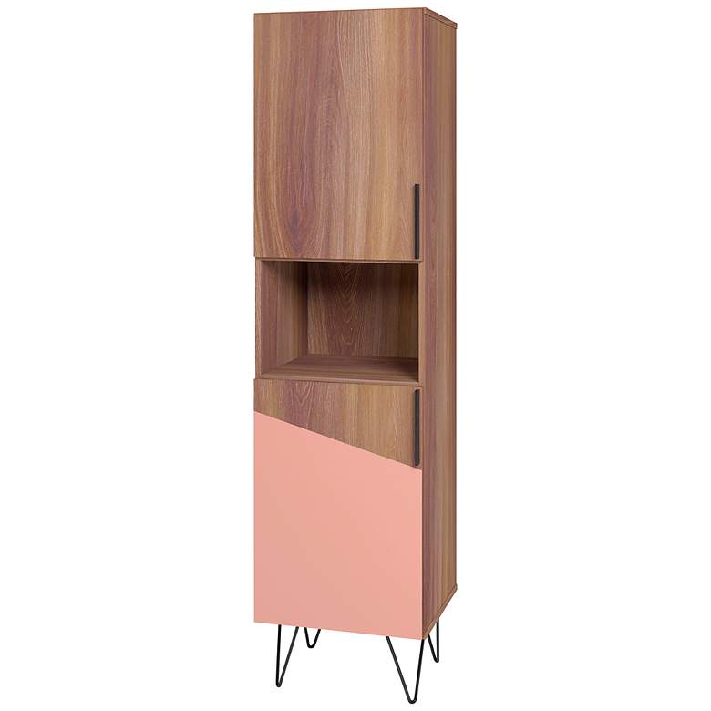 Image 2 Beekman 17 1/2"W Brown Pink 5-Shelf Narrow Bookcase Cabinet